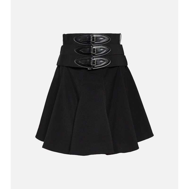 Alaïa kožená suknička s pásy, černá