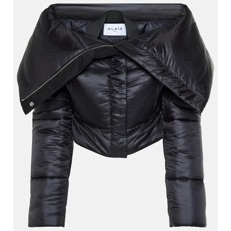 Damaáská bunda Alaïa Cropped puffer jacket v černé barvě