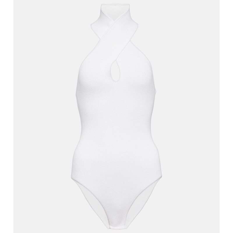 Alaïa Ribbed-knit halterneck bodysuit