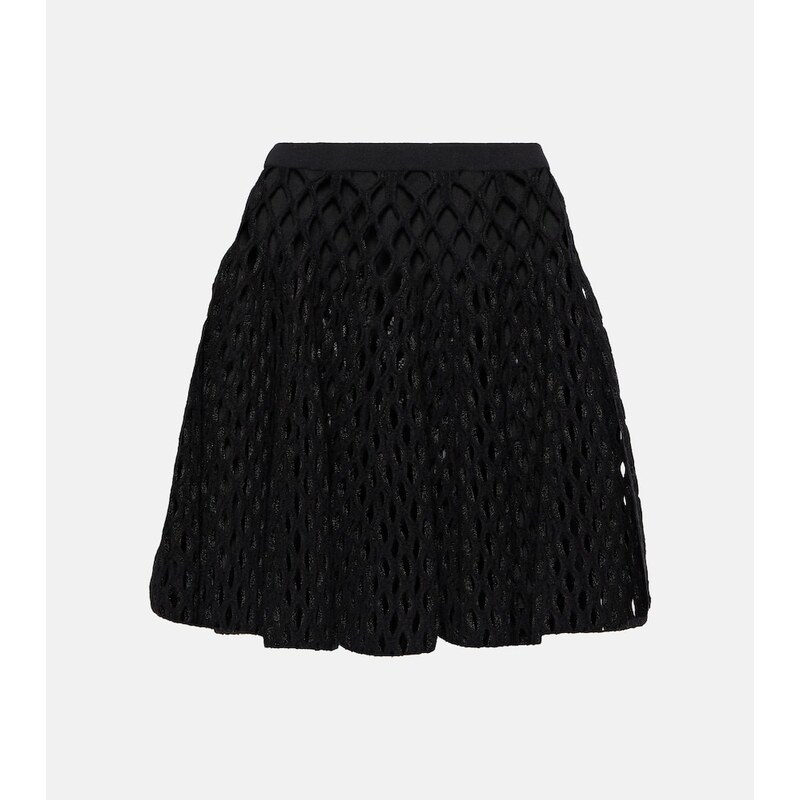 Alaïa High-rise wool-blend open-knit miniskirt