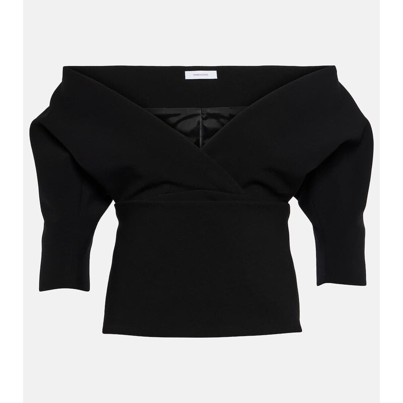 Ferragamo Wool-blend gabardine top