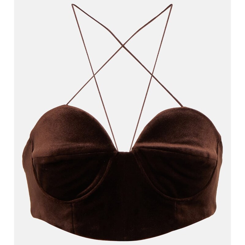 Alex Perry Halterneck velvet bralette