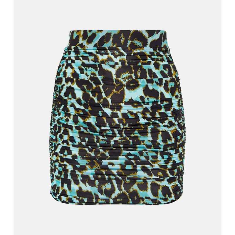 Alex Perry Kiran ruched leopard-print miniskirt