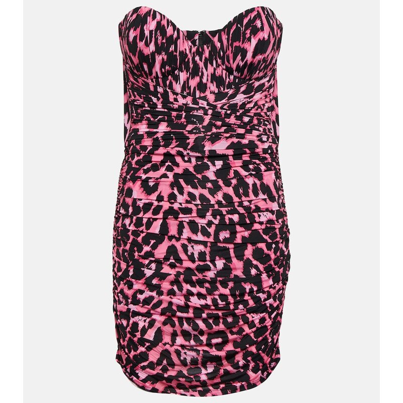 Alex Perry Axton leopard-print minidress v růžovém odstínu