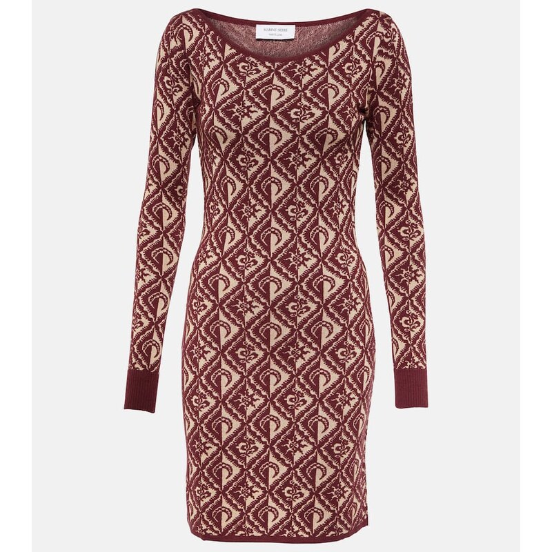 Marine Serre Moon Diamant jacquard wool-blend minidress