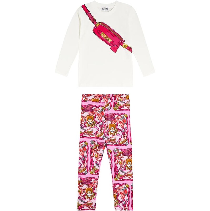 Moschino Kids Printed cotton-blend top and leggings set