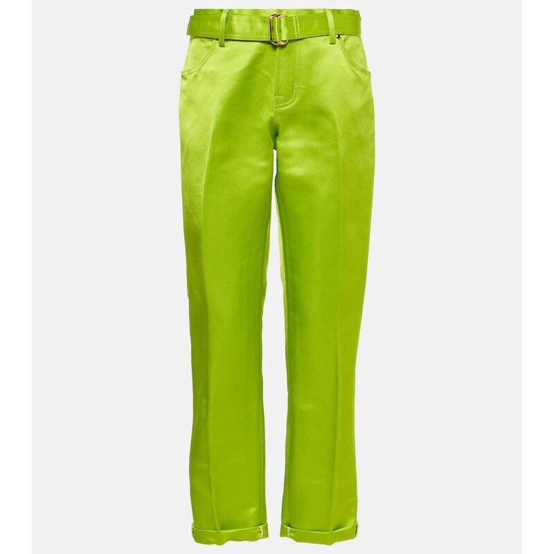 Dámské kalhoty z hedvábí Tom Ford v barvě lime