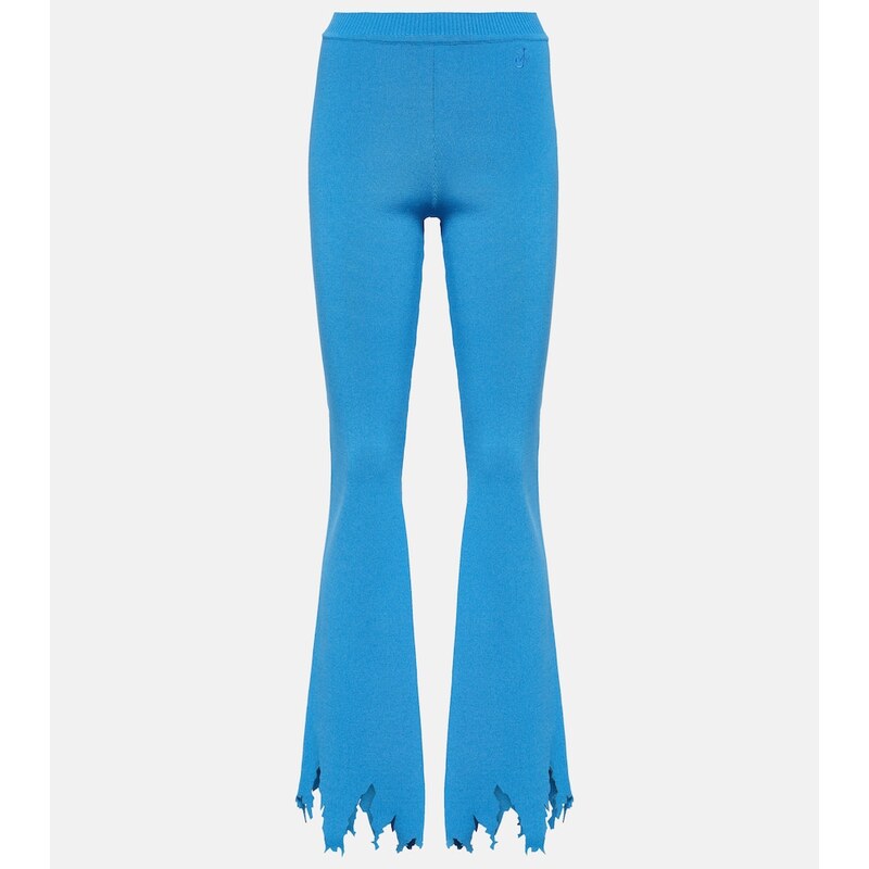 JW Anderson Ribbed-knit distressed slim pants