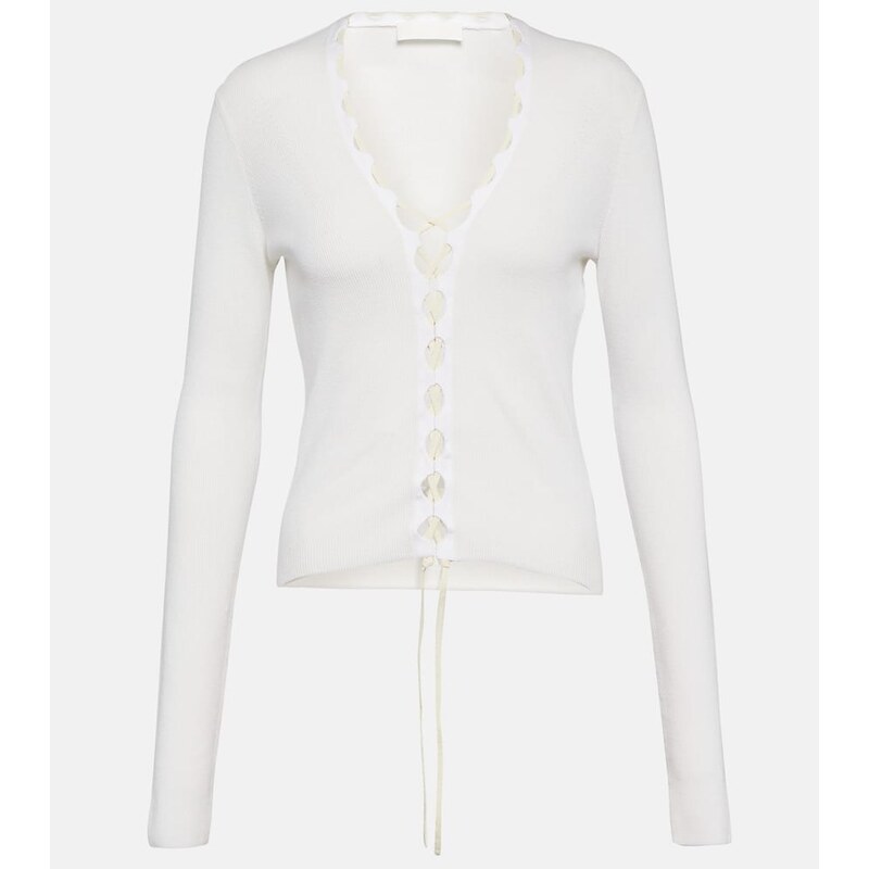 Dion Lee Lace-up ribbed-knit cotton cardigan