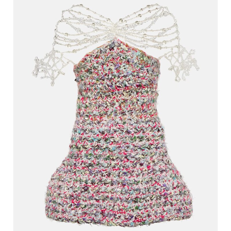 Susan Fang Beaded crochet minidress