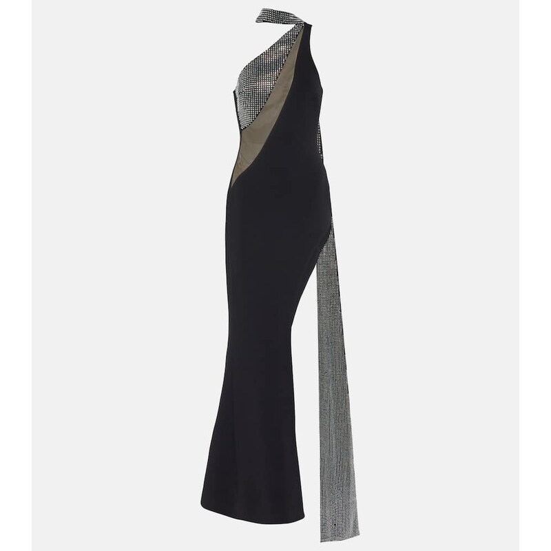 David Koma Crystal-embellished scarf gown