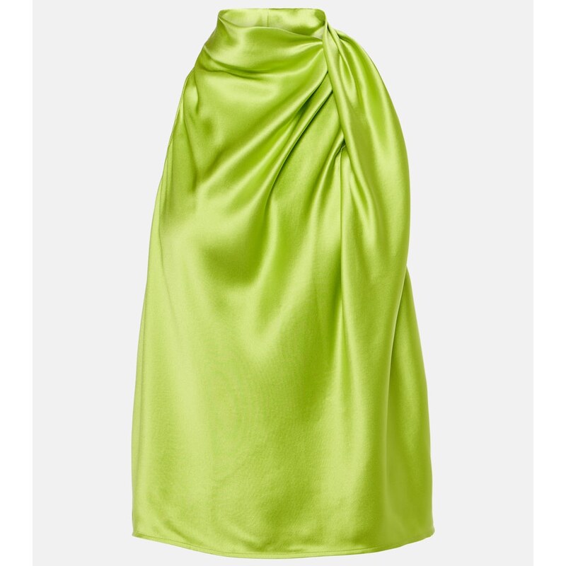 The Sei Draped high-neck silk satin top