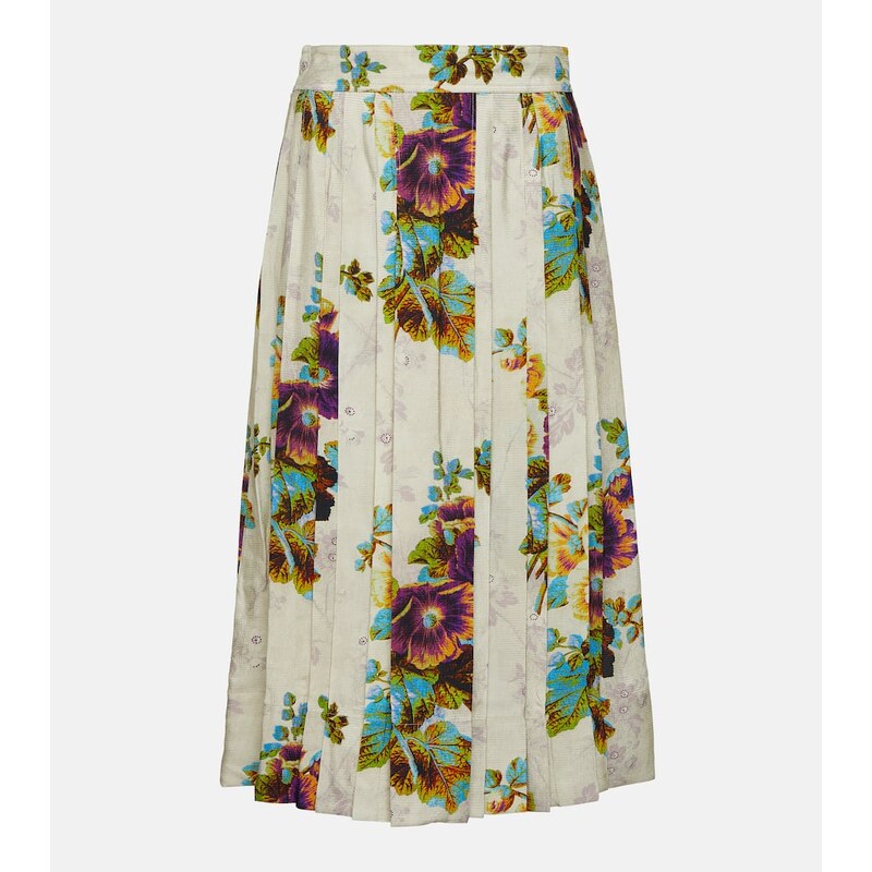 Tory Burch Floral satin midi skirt