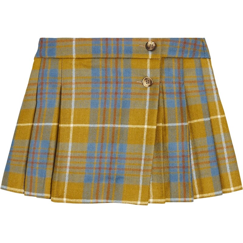 Bonpoint Talissa checked pleated wool skirt
