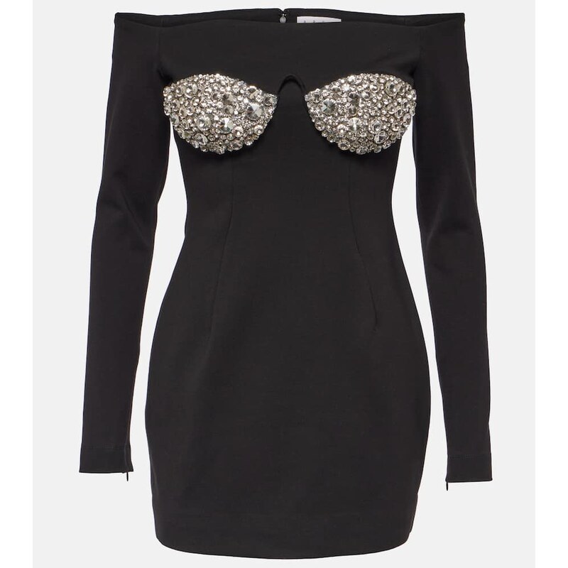 Area Crystal-embellished off-shoulder minidress
