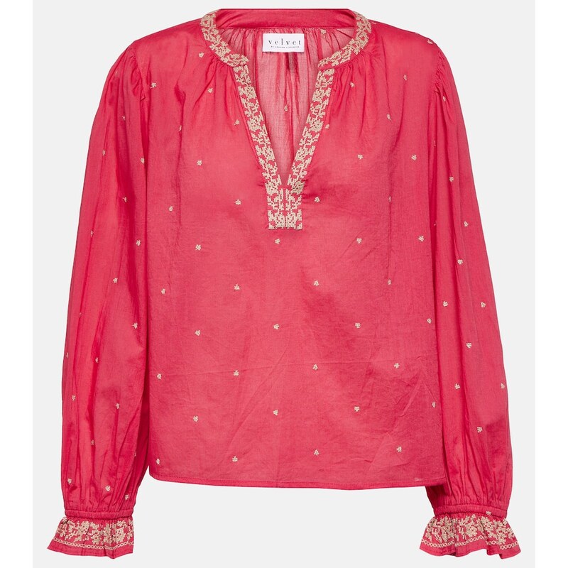 Velvet Ania embroidered cotton top