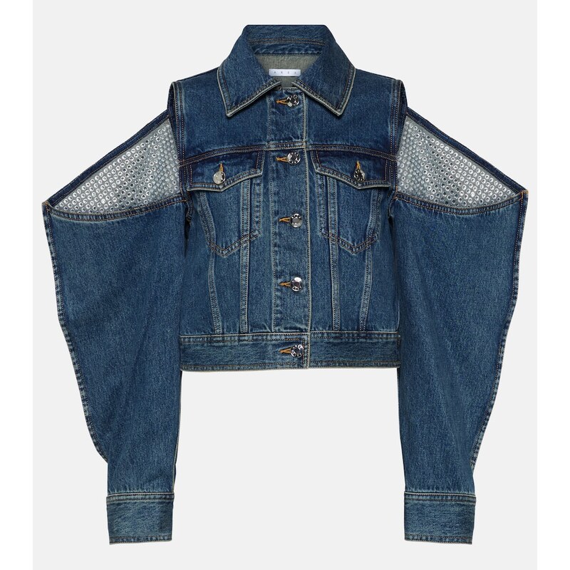 Dámská džínová bunda s výřezem ve vintage indigo barvě