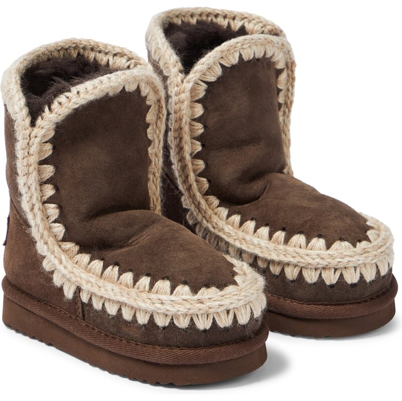 Mou Kids Shearling-lined suede boots