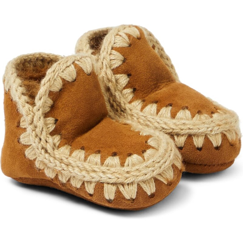 Mou Kids Baby shearling-lined suede booties