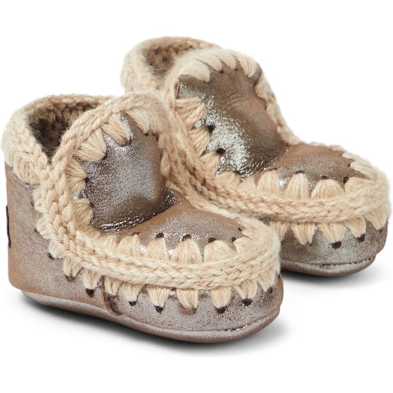 Mou Kids Baby metallic leather booties