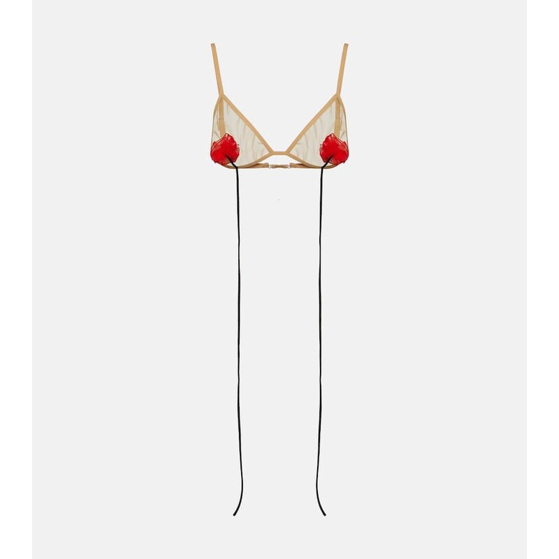Nensi Dojaka Floral-appliquÃ mesh bra