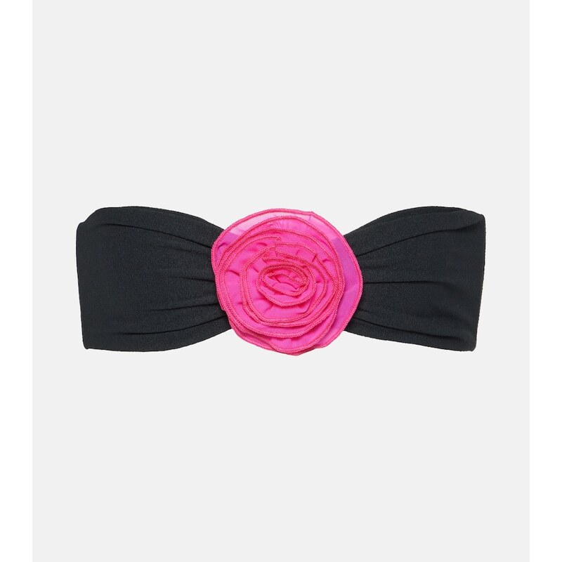 Same Rose applique bandeau bikini top