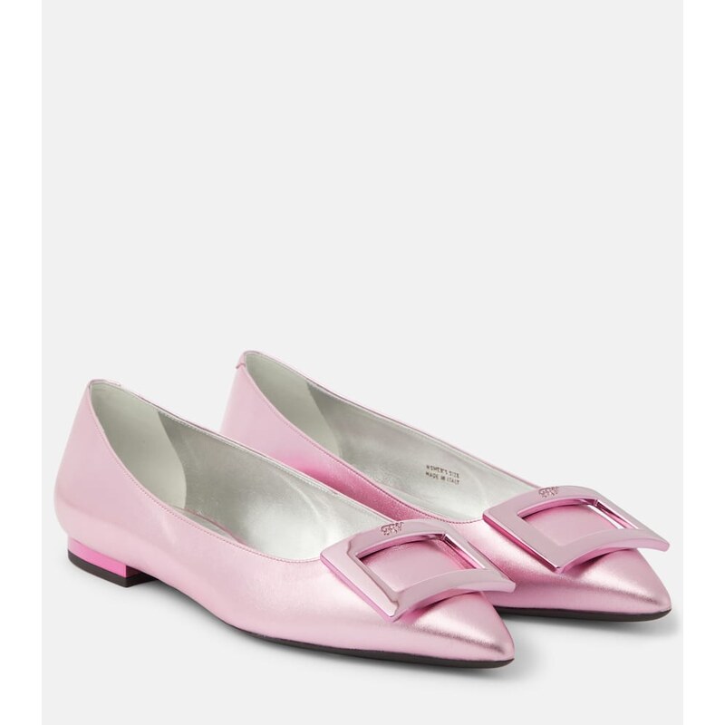 Roger Vivier Gommettine metallic leather ballet flats
