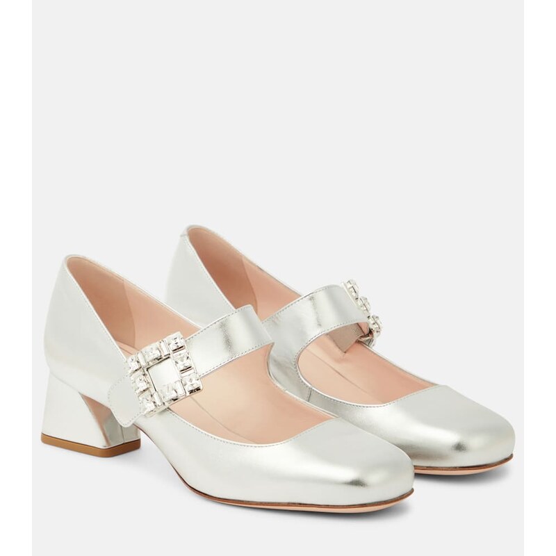 Roger Vivier TrÃ¨s Vivier metallic leather Mary Jane pumps