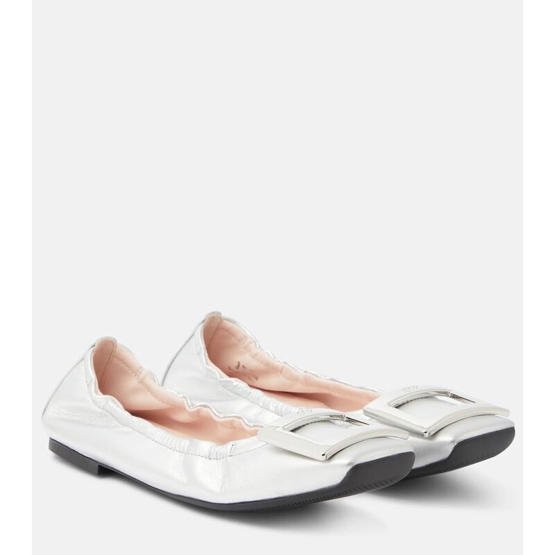 Roger Vivier Viv Pockette metallic leather ballet flats