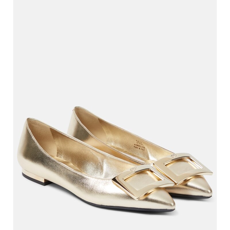 Roger Vivier Gommettine metallic leather ballet flats