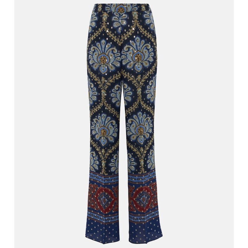 Etro Paisley silk-blend wide-leg pants