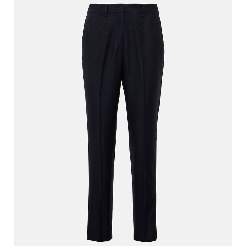 Etro Printed cotton-blend jacquard slim pants