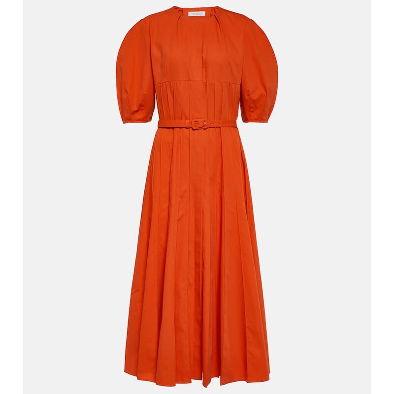 Gabriela Hearst Caden puff-sleeve cotton midi dress