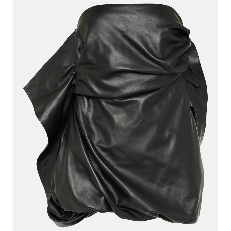 The Attico Strapless leather minidress