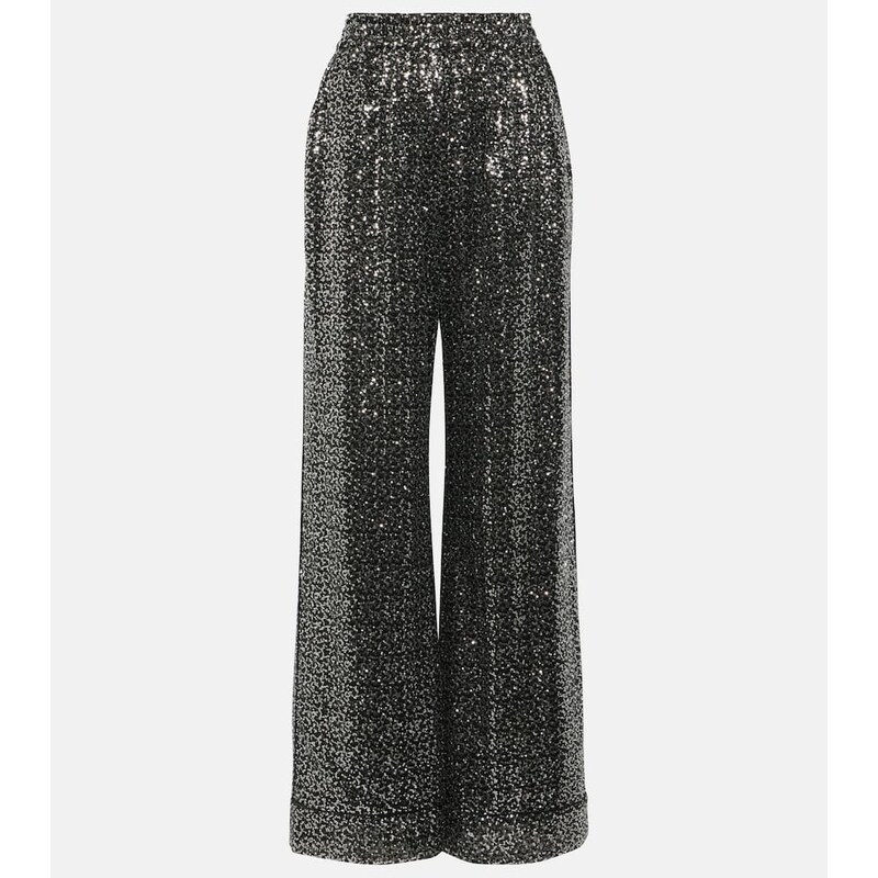 Dolce&Gabbana Sequined high-rise wide-leg pants