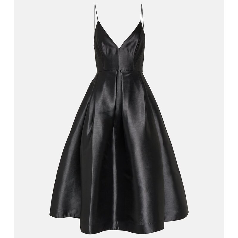 Alex Perry Pleated silk faille midi dress