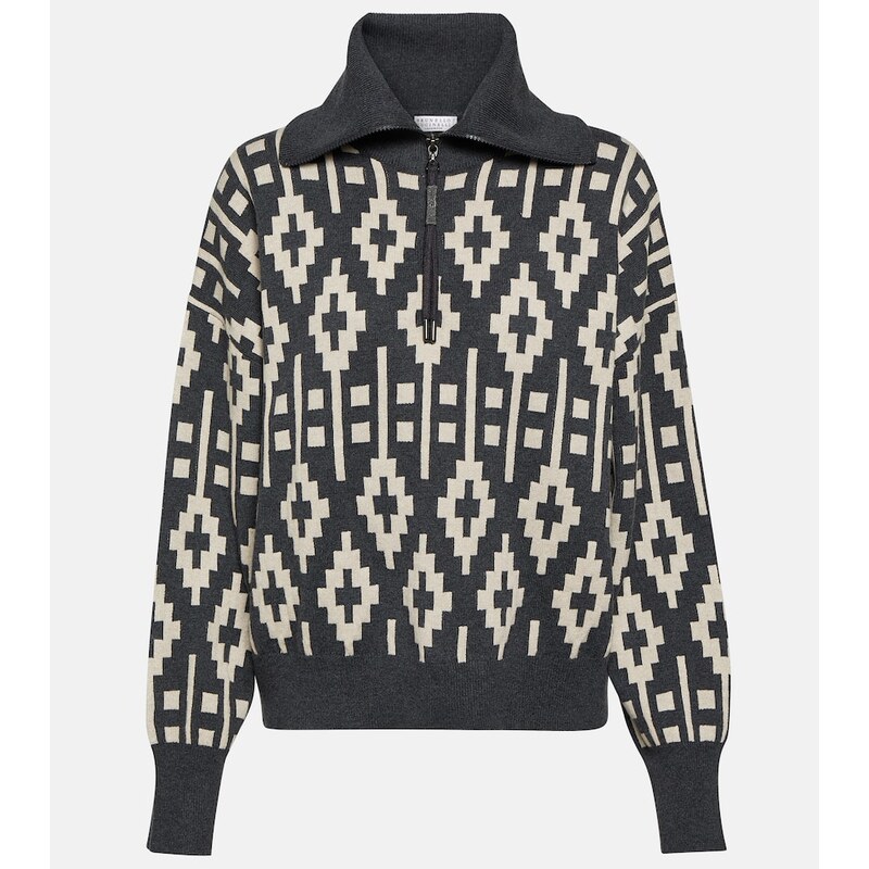 Brunello Cucinelli Vintage Jacquard wool-blend sweater
