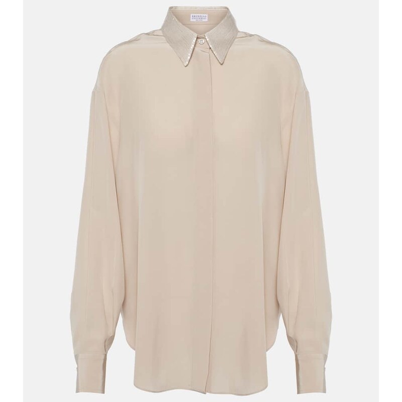 Brunello Cucinelli Embellished silk shirt