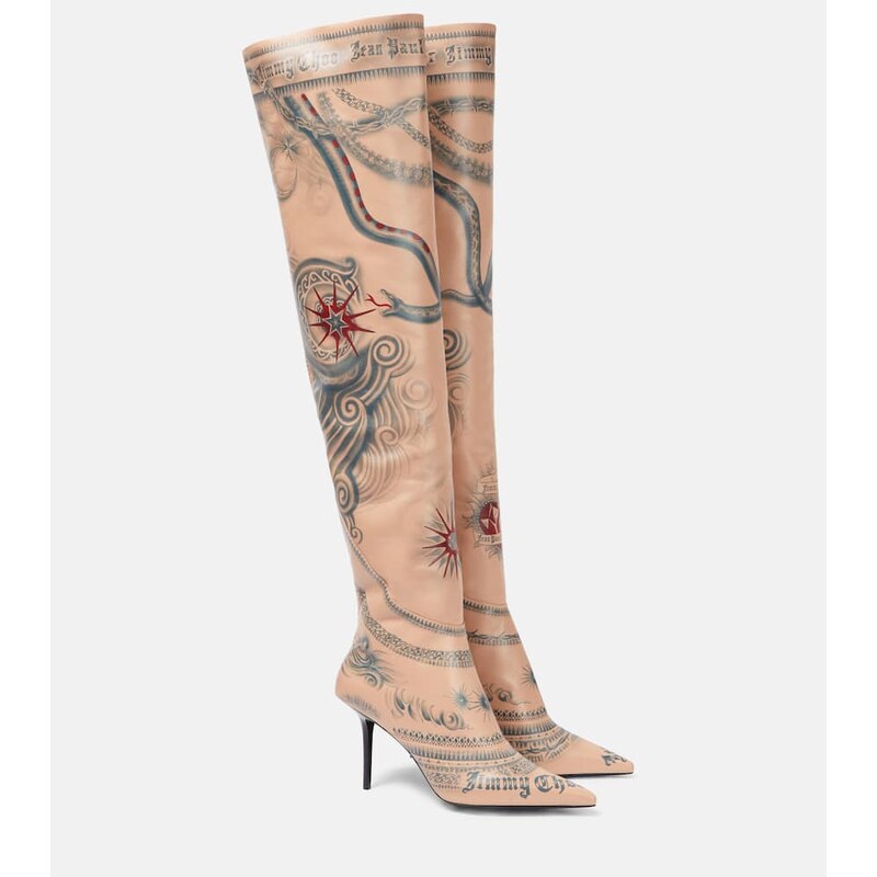 Jimmy Choo x Jean Paul Gaultier Tattoo leather over-the-knee