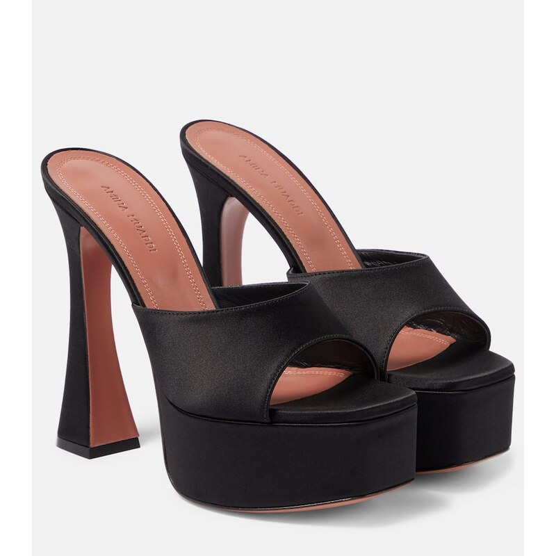 Amina Muaddi Dalida satin platform mules