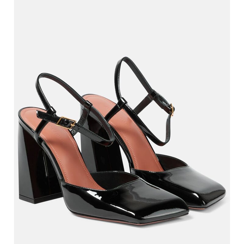Amina Muaddi Charlotte 95 patent leather pumps
