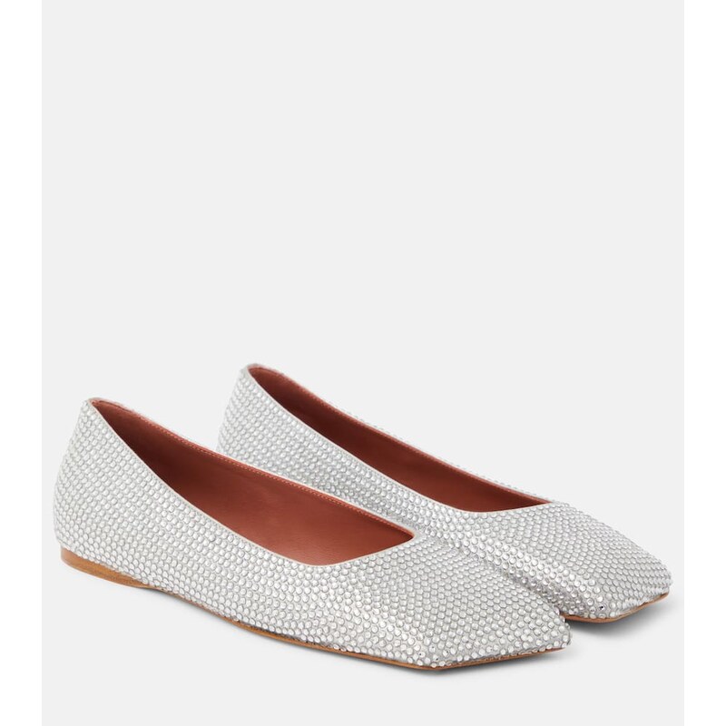 Amina Muaddi Ane embellished suede ballet flats