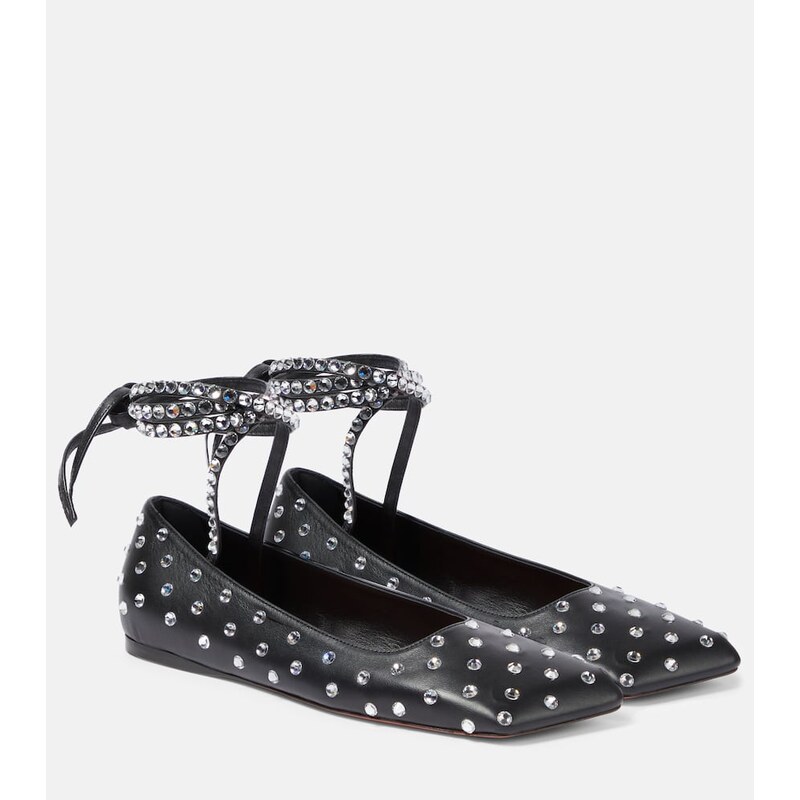 Amina Muaddi Ane embellished leather ballet flats