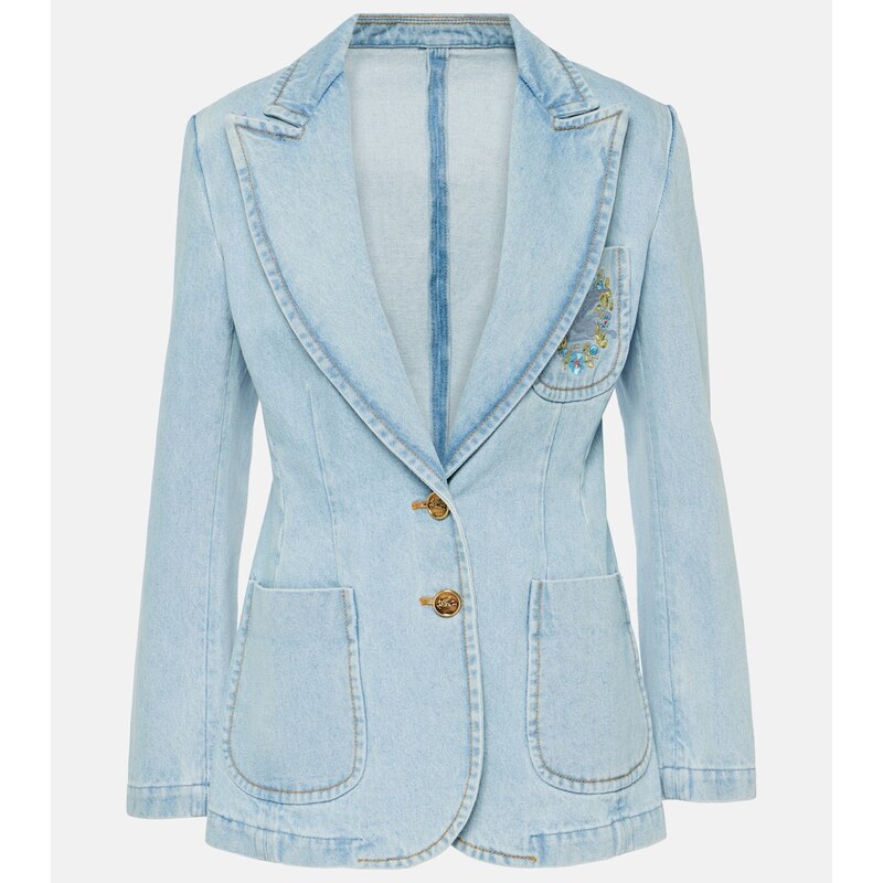 Etro Embroidered denim blazer