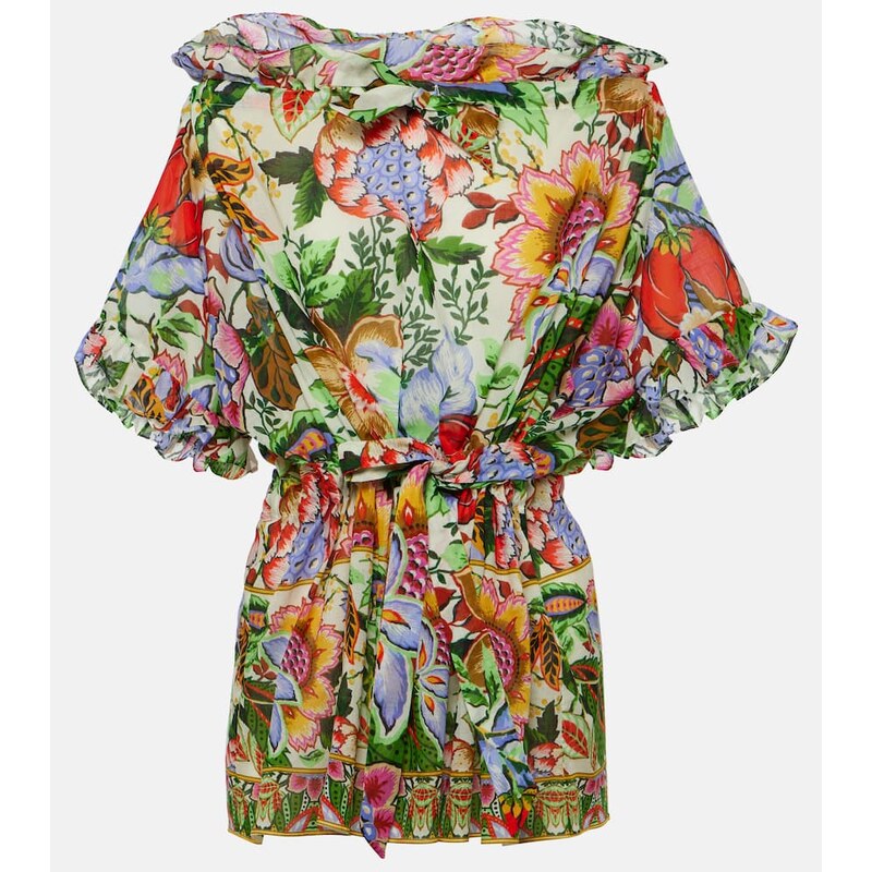 Etro Floral ruffled cotton blouse