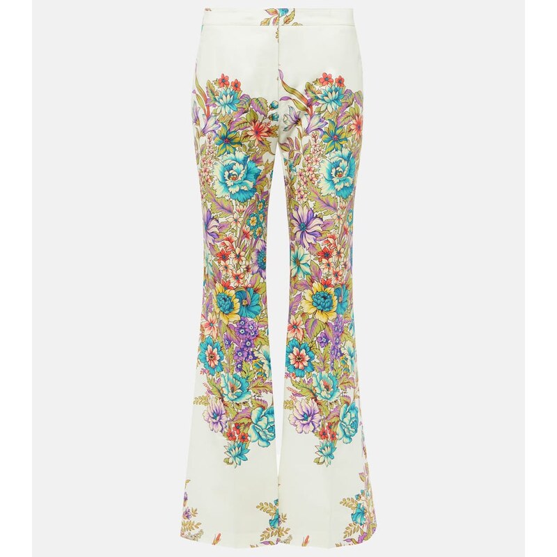 Etro Floral cotton-blend flared pants