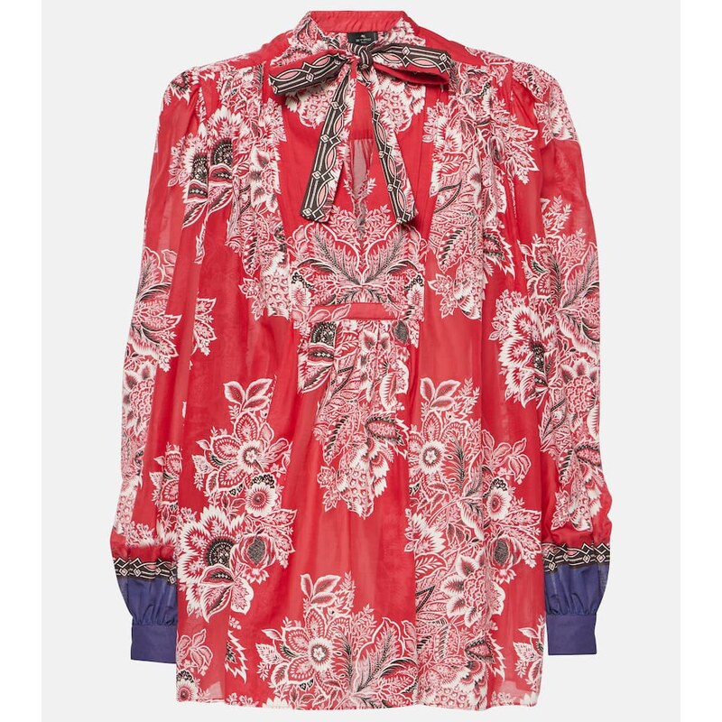Etro Printed cotton and silk blouse