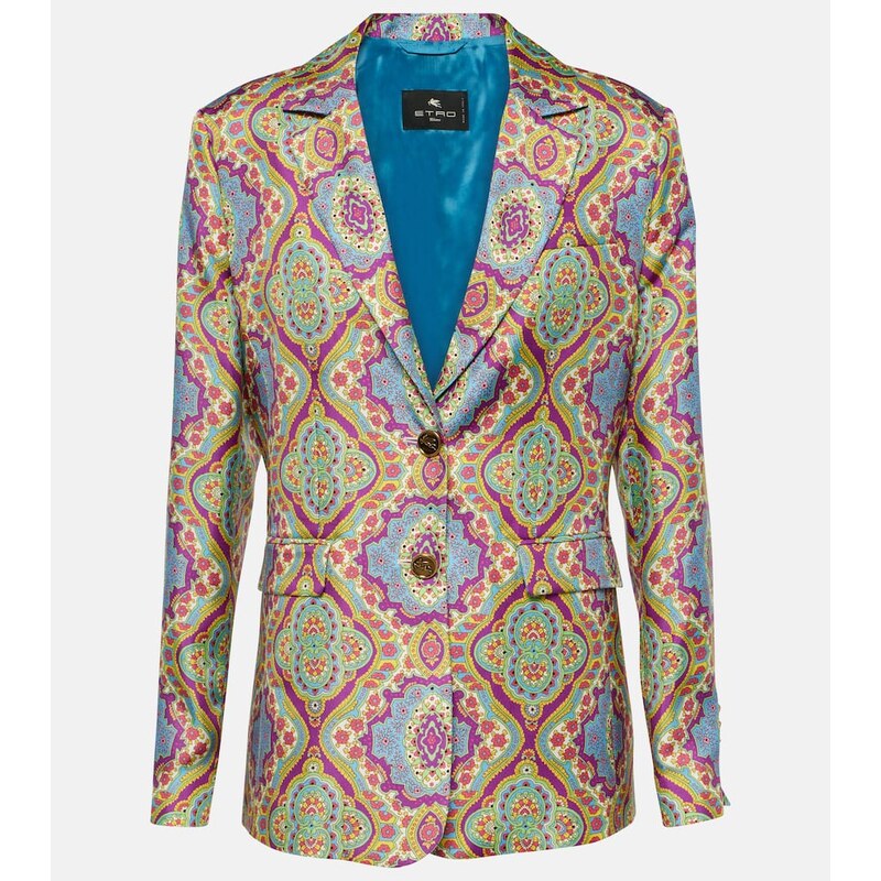 Etro Printed single-breasted silk blazer