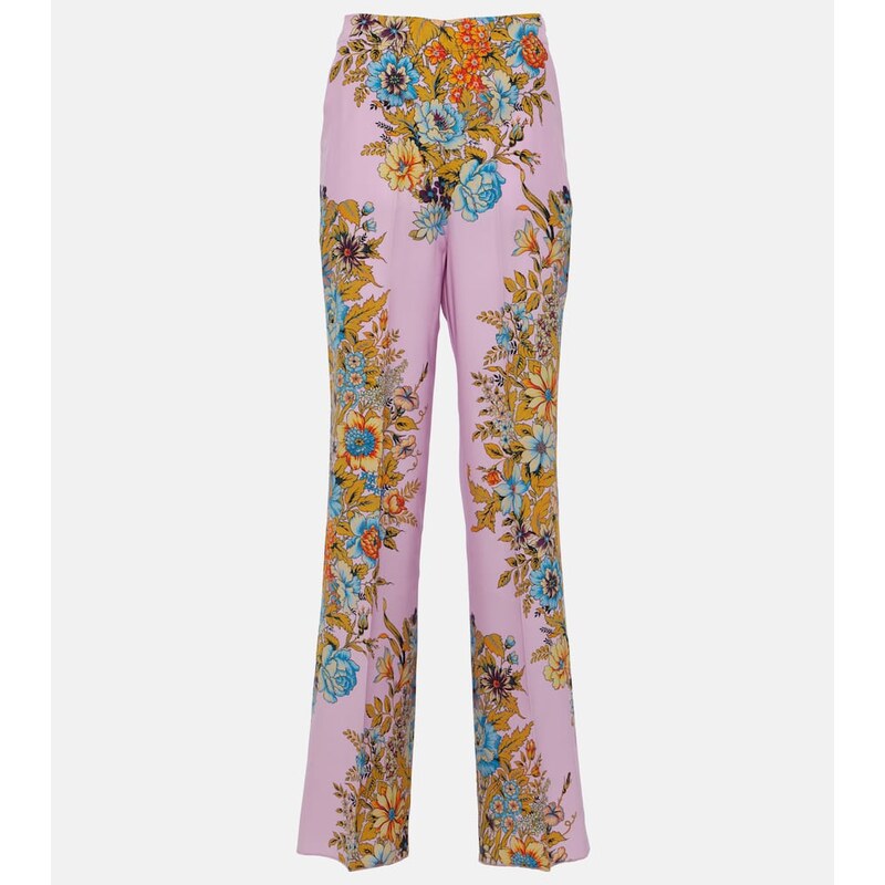 Etro Floral high-rise silk wide-leg pants