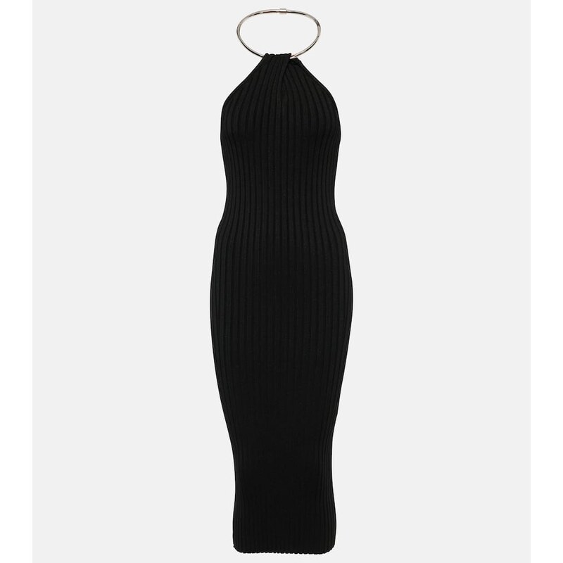 Galvan Rhea metallic-knit midi dress